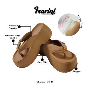 Sandal Wedges Labubu Jelly Platform Wanita 8cm Wedges Heels Jepit Murah Import Balance V258-A2