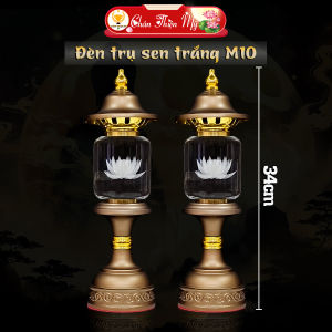 Đèn Phú Quý Hợp Kim Pha Lê Trụ Hoa Sen CHÂN THIỆN MỸ Đồ Thờ Cúng Phong Thuỷ M10