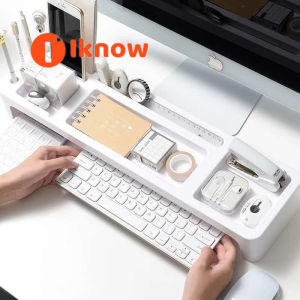 I know Plastic Office Storage Rack Desk Organizer Table Stationery Holder Desktop Organizer for Computer/Keyboard/Textbooks/Pad/Phone