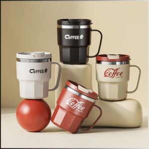 Mugs Open and Close the Lid Teacups Light Luxury Life Keep Warm Food Grade Metal Edge Decoration