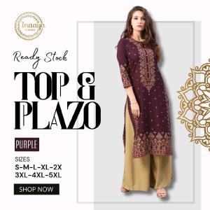 New Punjabi TOP AND PLAZZO Suit SET Casual Palazzo
