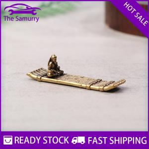 Samurry ✨Hot Sale✨ 1 Piece Desktop Ornament Antique Brass Bamboo Raft Fishing Boat Fisherman Art Modeling Sculpture Incense Holder Decoration