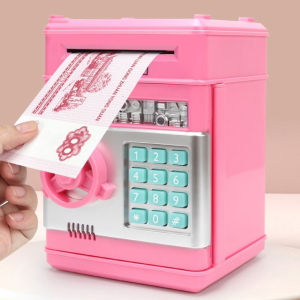 Electronic Piggy Bank Safe Box Money Boxes For Children Digital Automatic Coins Cash Saving Box Code Key Lock Safe Deposit Mini ATM Password Money Box Cash Coin Machine Kid Best GiftsGifts