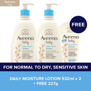 Aveeno Baby Daily Moisture Lotion 532ml x 2 + FREE 227g : baby lotion for sensitive skin dry skin