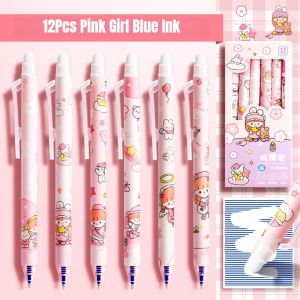 12Pcs Retractable Erasable Pens Make Mistakes Disappear Blue/Black Ink Pens Easy to Erase Writing Pen School Supplies