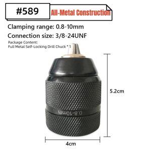2-13mm 1/2-20UNF Keyless Drill Chuck for 3/8" Drill with 24 UNF Thread Mount Shaft 0.8-10mm Capacity Durable
