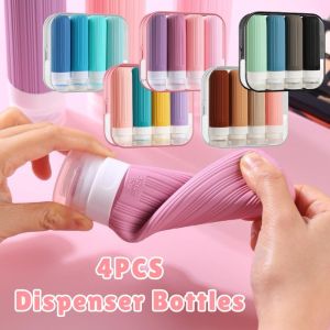 FGJHD 4pcs/set 90ml Silicone Travel Dispenser Set Empty Refillable Portable Lotion Container BPA Free Leak Proof Squeeze Liquid Bottle Kit Foundation