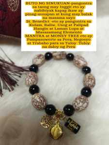 Buto ng Sinukuan Trendy Black Onyx Healing Bracelet with Sinukuan Pangontra sa Inggit  ST Benedict Proteksyon Mantra Money Tree Pampasuwerte sa hatak ng pera sa Negosyo Trabaho
