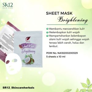 Sheet Mask BRIGHTENING SR12/Masker Wajah/Masker Pencerah Kulit Kusam/ penghilang flek hitam/bekas jerawat/komedo /herbal BPOM