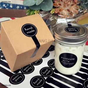 [COD] WANGJIA 100x Black Handmade Adhesive Seal Stickers DIY Cake Gift Packing Label Stickers