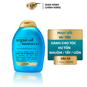 Dầu xả OGX Argan oil of Morocco làm mềm tóc hỗ trợ phục hồi tóc khô xơ đặc biệt tóc nhuộm 385ml