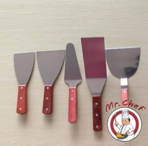 Mr.Chef [พร้อมส่ง] เกรียง สแตนเลสด้ามไม้ ตะหลิวเทปันยากิ เกรียงเทปันยากิ สำหรับทำอาหารญี่ปุ่น แซะขนม