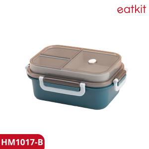Eatkit Kotak makan siang transparan 1250ml  desain dua lapis kotak makan siang untuk pekerja kantor dan pelajar pemanas microwave