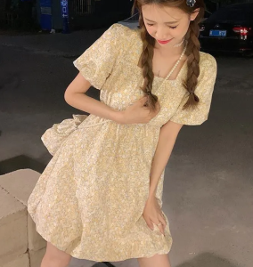 COCOEPPS Đầm Mới Mùa Hè 2022 Đầm Hoa Tay Ngắn Cho Nữ GG