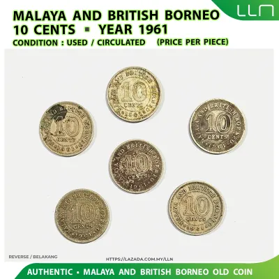 【OLD COIN】MALAYA 10 CENTS YEAR 1961/1961H (Price Per Piece)