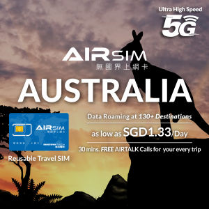 AIRSIM Reusable Global Travel Prepaid SIM - Australia