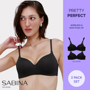 (2 pcs) SABINA Wireless Non Push-Up Bra | SBXU8201BK Black | Women