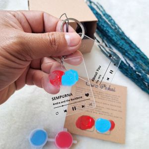 Ganci sidik jari transparant akrilik bening / Gantungan kunci Hp free box keychain ( harga per 1 ganci )