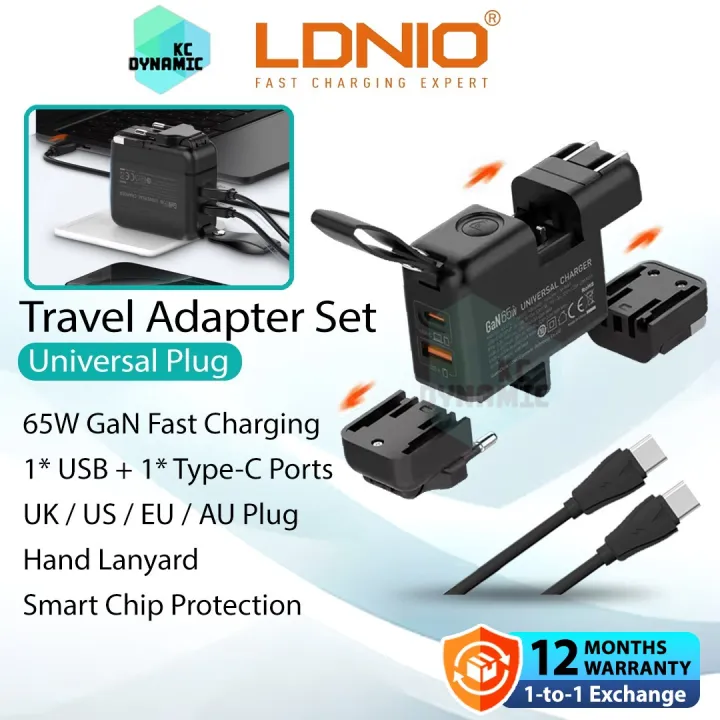 LDNIO Q2618 Universal Travel Adapter Set 65W Charger Set Universal Plug UK US EU AU Universal Charger LDNIO Adapter
