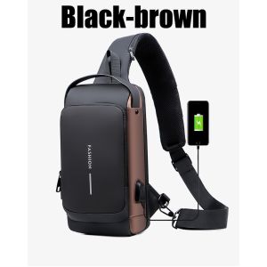 New Upgraded USB Charged&TSA Serect Lock Fashion Chest Bag Outdoor Motorcycle Sport Bag Anti-Theft Travel Messenger Bag
