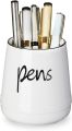LEEOTYI Ceramic Farmhouse Pen Holder for Desk, Pencil Organizer 16 oz (White). 