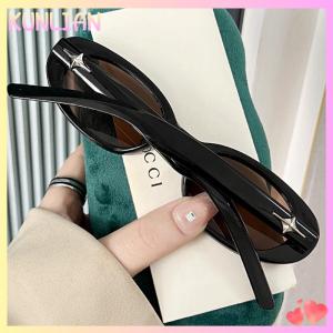 [KUNLIAN] แว่นกันแดดทรงรีกรอบเล็กเทรนด์แฟชั่นสำหรับผู้ชายผู้หญิงวินเทจแว่นกันแดดยามว่างกลางแจ้งอุปกรณ์ถ่ายภาพแนวสตรีท