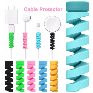 Buy 5 Get 1 Free Colorful Spiral Cable Protector Silicone Charging Cord Protector Cable Winder Wire Charger Protector