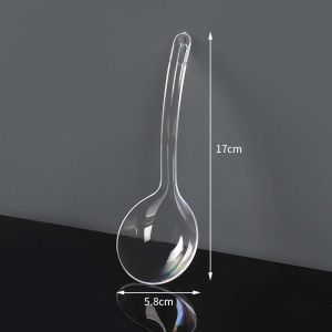 10pcs Large Disposable Soup Spoon Clear Plastic Utensils/For Catering Party Use Individually Packaged