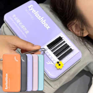Magnetic Eyelash Extension Storage Box with 6 Lash Tiles Holder Grafting Eyelash Organizer Case Display Board Makeup Tools