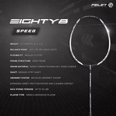 FELET Badminton Racket EIGHTY 8 Original By Felet