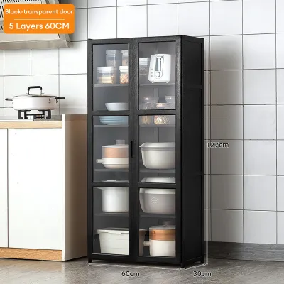 Bamboo Storage Cabinet Kitchen Cabinet Transparent Door Panel Large Capacity Strong Load-bearing Capacity Mga Locker
