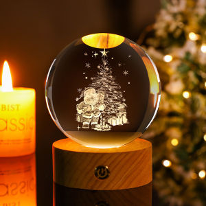 Đèn Ngủ 3D Quà Cầu Pha Lê Giáng Sinh Ấm Áp Decor Trang Trí Quà Tặng Ngày Lễ Noel