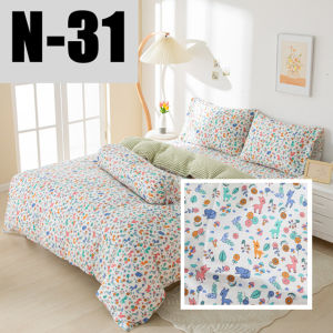 100% Cotton Fitted Bedsheet set High Quality (SingleSuperSingleQueenKing) Free Pillow case Bolster case (Without Quilt cover) *NBS