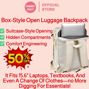 【FAMMY FAEY】Box-Style Open Bag Large Capacity Luggage Backpack Versatile College Student Backpack Womens Commuting Leisure Backpack行李背包