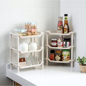 3 Layers Table Triangular/Rectangle Storage Rack Plastic Kitchen Bathroom Corner Storage Shelf