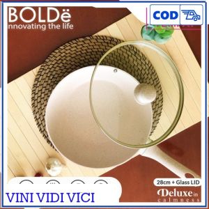 BOLDe Wok 28 cm Wajan + Lid Granite Ceramic Anti Lengket  Beige NEW