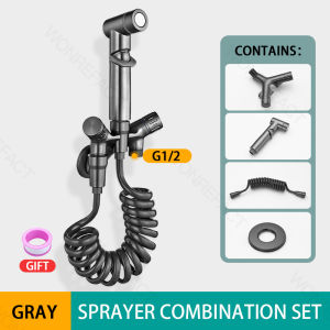 Bathroom Mini Brass Faucet Bidet Sprayer Toilet Bidet Flush Set Double Switch Universal Household Shower for Quick Cleaning