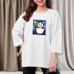 Mixue Es Atasan Kaos Wanita Dewasa Jumbo Lengan 3/4 Oversize Kekinian Viral Korean Style Premium