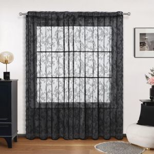 LUJIN โปร่งใสโปร่งใส ผ้าม่านโปร่งลายลูกไม้ ผ้าก๊อซ งานปัก ผ้าม่านเนื้อละเอียด การรักษาหน้าต่าง สง่างามเรียบหรู ม่านหน้าต่าง ห้องนั่งเล่นในห้องนั่งเล่น