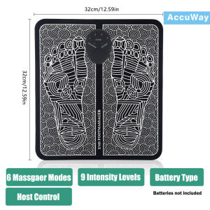AccuWay EMS Foot Massage Mat USB Rechargeable Electric Foot Stimulator Massager Thigh Fat Burner with 6 Modes 9 Intensity LED Display Screen Foot Massage Machine for Relieve Feet and Legs Pain(瘦腿神器)