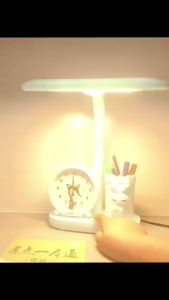 Đèn Học LED Để Bàn 3038 Chống Cận - Tích Hợp Đồng Hồ Báo Thức & Ống Đựng Bút