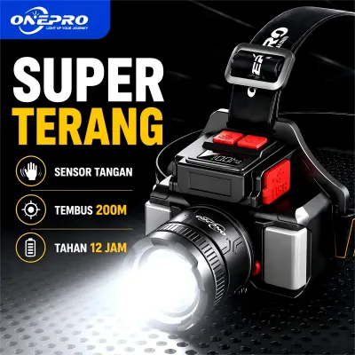 ONEPRO Senter Kepala /Lampu Senter Kepala/Baterai 6000mAh 50W Senter Super Terang