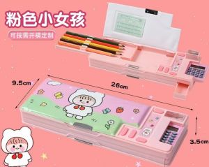 กล่องดินสอ กบเหลาดินสอ สองชั้น ความจุขนาดใหญ่ ลายนักบินอวกาศ สัตว์ พร้อมเครื่องคิดเลข พลาสติก จัดระเบียบเครื่องเขียน 8801