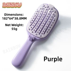 Foldable Detangling Hair Brush Portable Comb with Pop-Out Clean Pad Gentle Scalp Easy Take Out