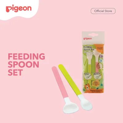 PIGEON Feeding Spoon Set | Alat Makan Bayi | Peralatan Makan Bayi | Alat Makan Bayi MPASI | Sendok Garpu Bayi | Feeding Spoon | Baby Spoon | Baby Fork