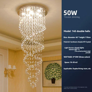 【Free Gift】Modern LED Double Spiral Crystal Chandelier Lighting for Foyer Stair Staircase Hotel Hall Ceiling Hanging Suspension Lamp High Ceiling Chandelier Pendant Light for Entryway