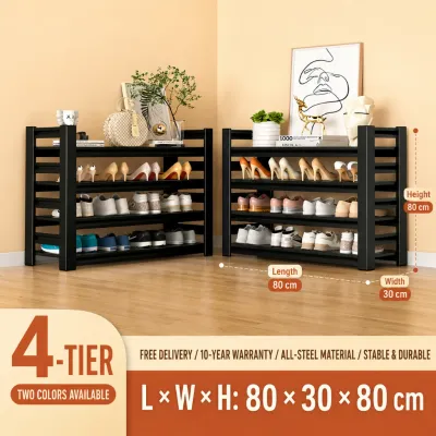 SPACEMADER Heavy Duty Metal Shoe Rack 4/5 Tier Space Saving Shoe Organizer Durable Steel Storage Shelf for Entryway Bedroom Home