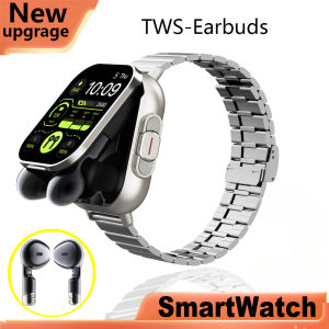 New Smart Watch Men 2 in 1 with Earbuds HR GPS Track Fitness Trackers TWS Bluetooth Earphone Play Music Sport Smartwatch