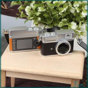 【The Warmheart】 1Pc Mini Camera Model Dollhouse Miniature Retro Camera Model Decor Toy Can Shine