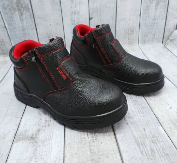 US TRUCKER-1913 Men Safety Shoes Boots MidCut Side Zip/Kasut But